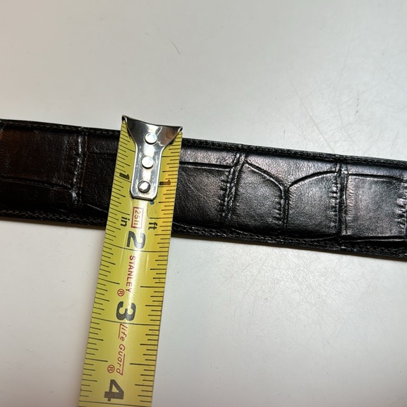 Yves Saint Laurent Vintage 80s Rare black Alligator Belt~Monogram Gold ❤️ Dangle - Picture 9 of 14